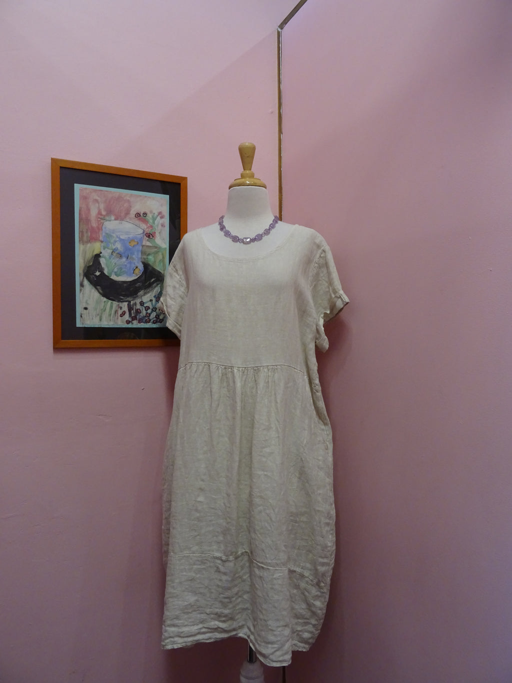 Natural Linen Smock Dress