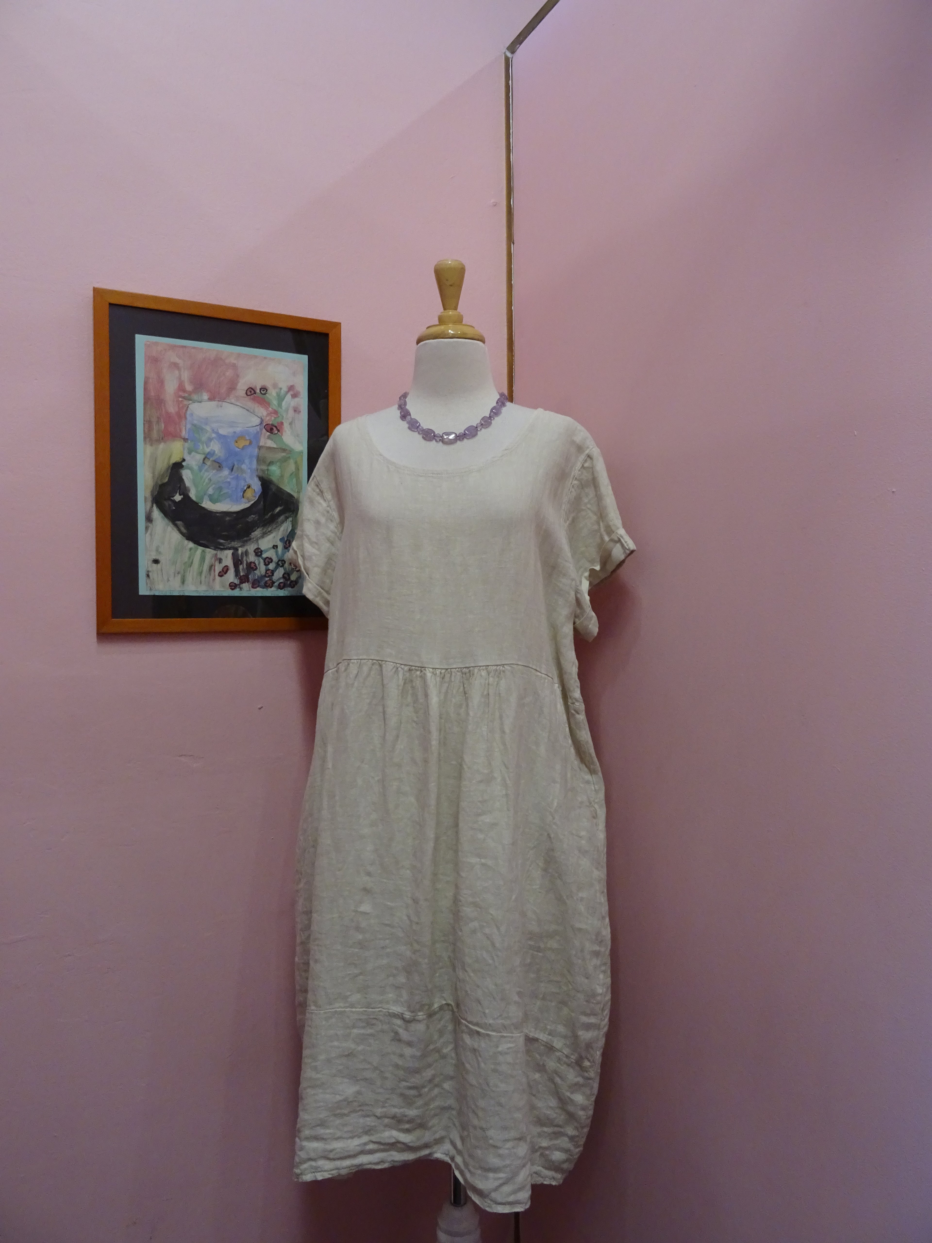 Natural Linen Smock Dress