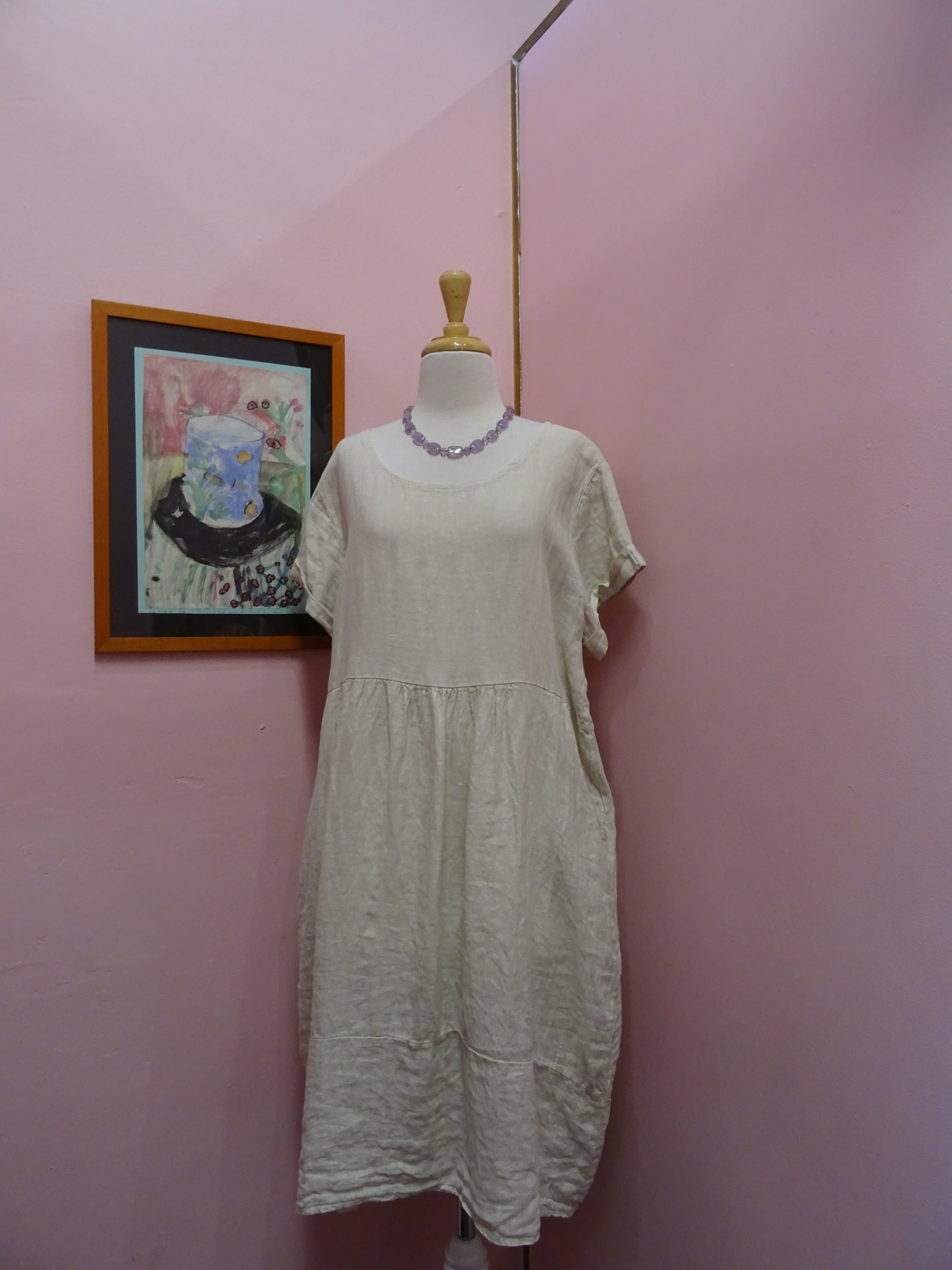 Natural Linen Smock Dress