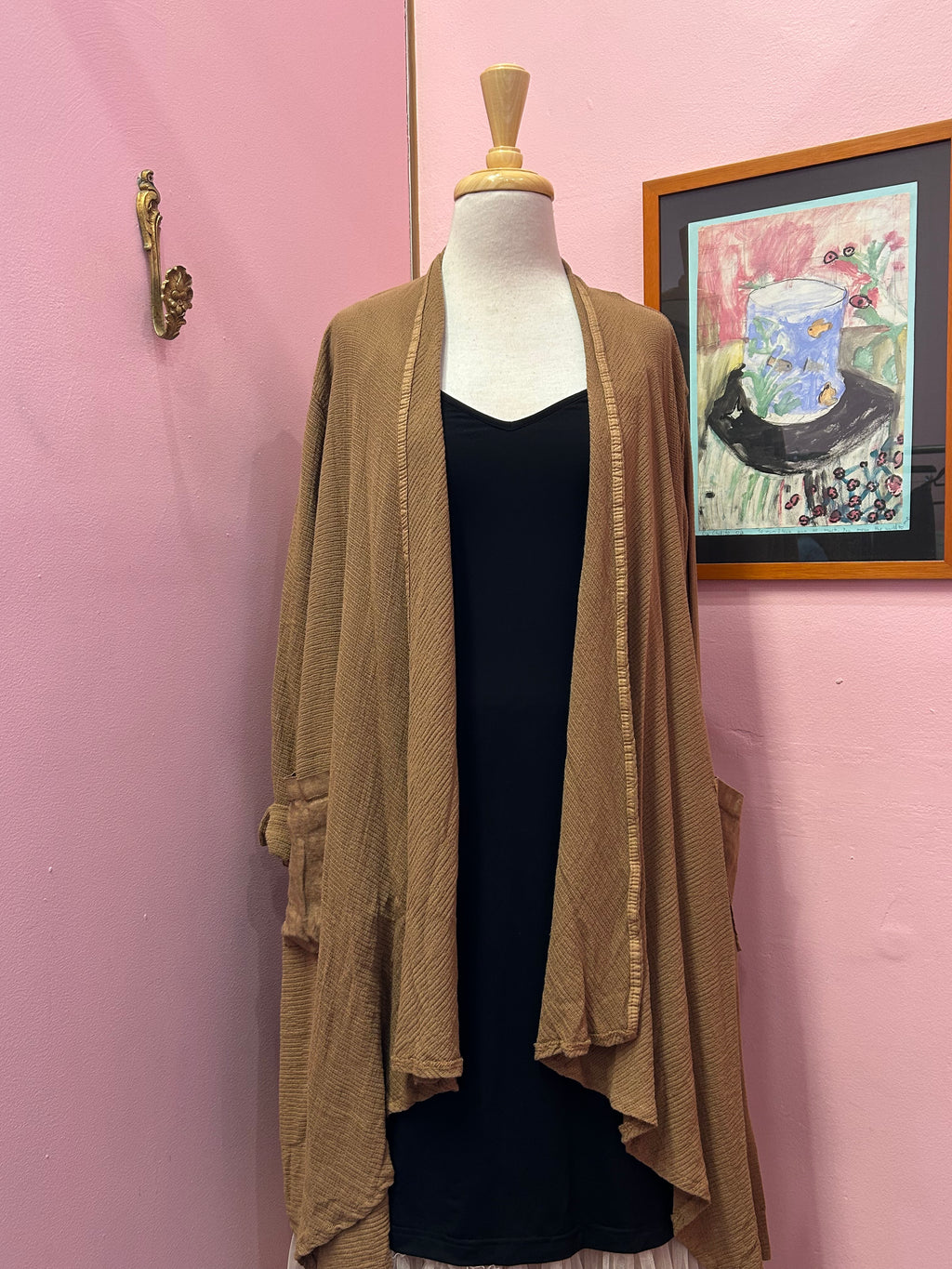 Draped Open-Front Cardigan