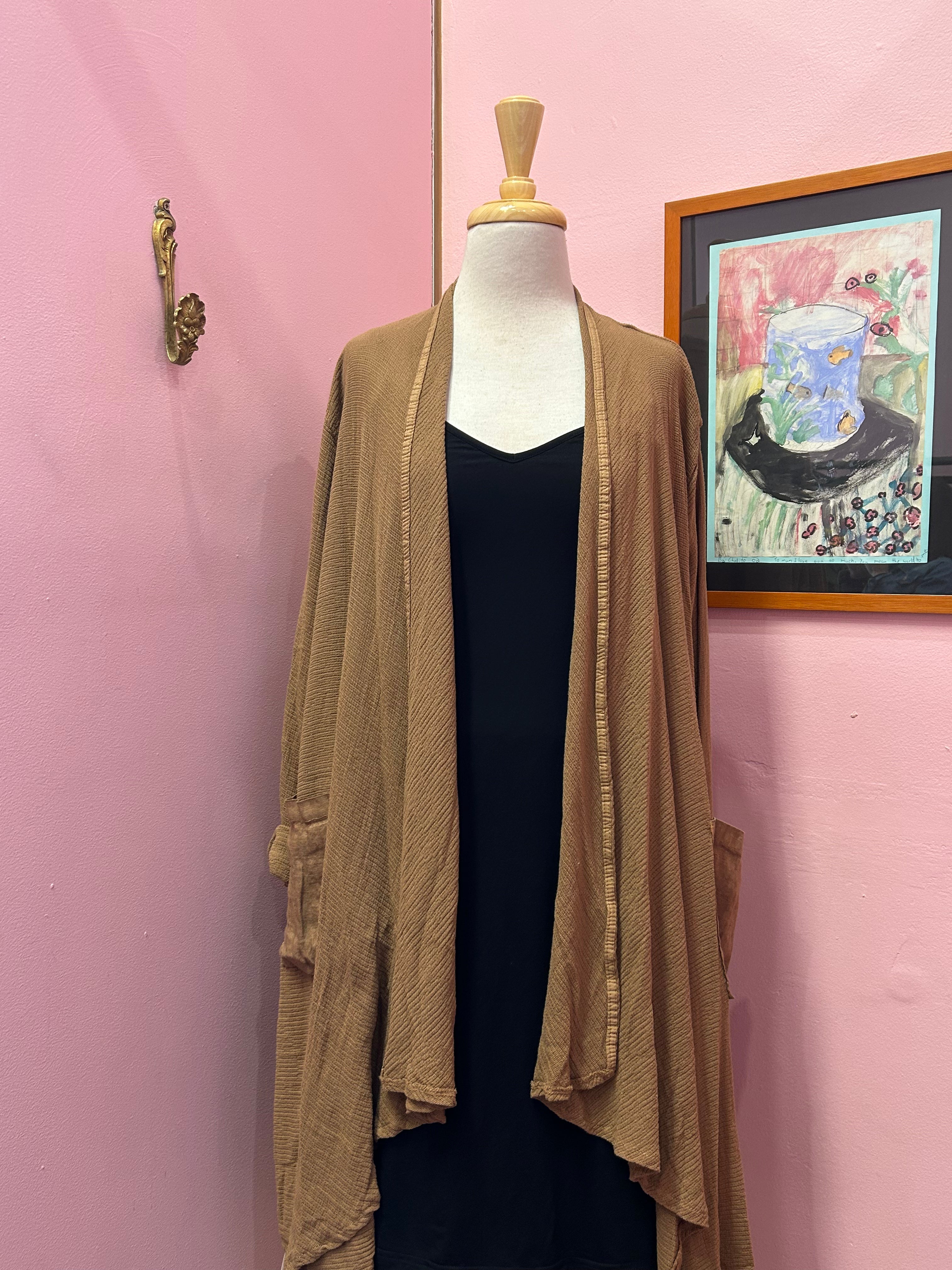 Draped Open-Front Cardigan