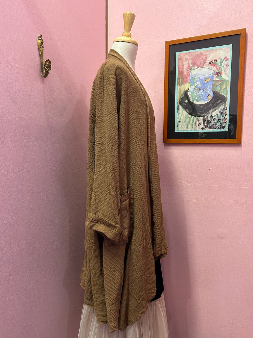 Draped Open-Front Cardigan